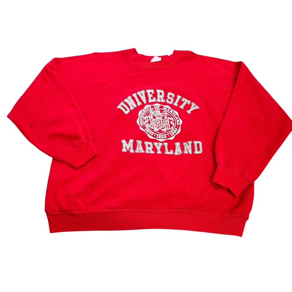 MARYLAND XL RED NCAA RAGLAN SWEATSHIRT ARTEX EUC